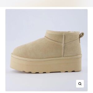 Stylish Beige Platform Ankle Booties